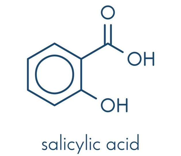 Wzór strukturalny kwasu salicylowego